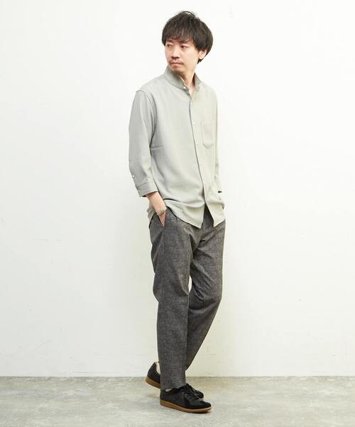 MEN'S MELROSE（メンズメルローズ）の「リフラックスバスケットワンピースカラー7分袖シャツ（シャツ/ブラウス・メンズ・グレイッシュベージュ/ネイビー/ブラウン・2/4/3）」の21枚目の写真