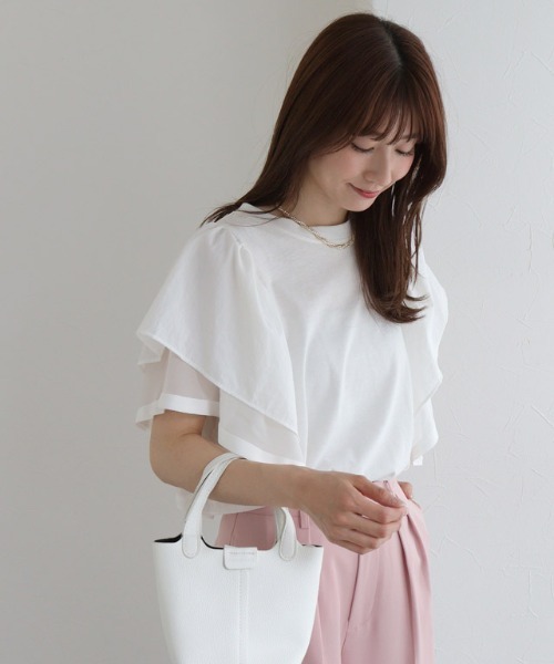 Pierrot(ピエロ)の「ドッキングフリルTシャツ(Tシャツ/カットソー・レディース・オフホワイト/ブラック・M/L)」の22枚目の写真