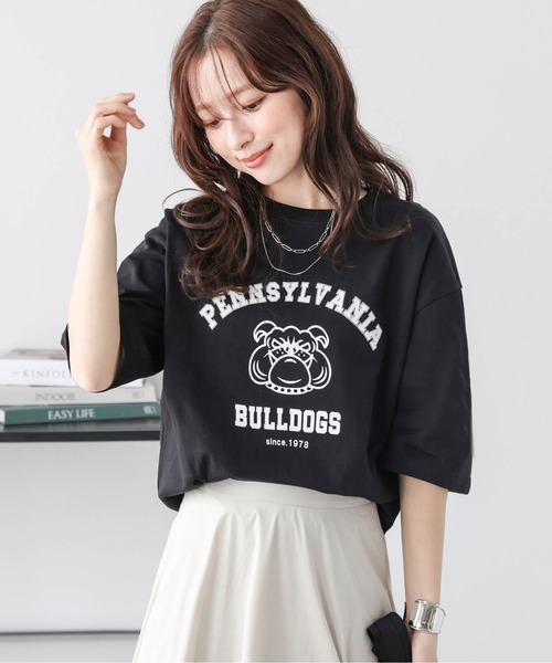SUGAR BISKET(シュガービスケット)の「カレッジ風ロゴ Tシャツ(Tシャツ/カットソー・レディース・ブラック/ホワイト・フリー)」の13枚目の写真