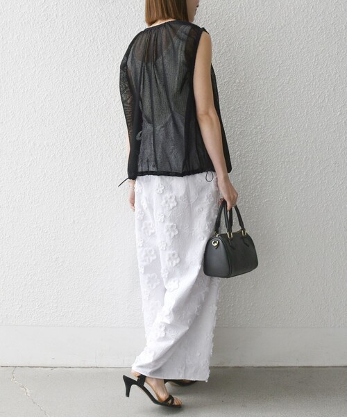 セール】SHIPS any:〈手洗い可能〉3D フラワー エンブロイダリー