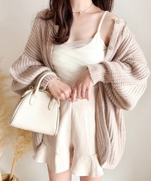 カップ付きレイヤードチュールキャミソール