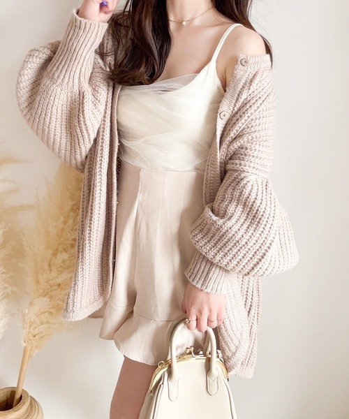 merrylatte（メリーラテ）の「カップ付きレイヤードチュールキャミソール（キャミソール・レディース・ベージュ・MEDIUM）」の13枚目の写真