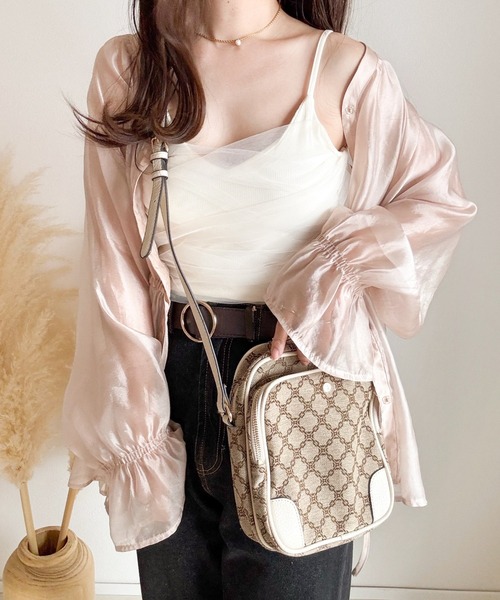 merrylatte（メリーラテ）の「カップ付きレイヤードチュールキャミソール（キャミソール・レディース・ベージュ・MEDIUM）」の14枚目の写真