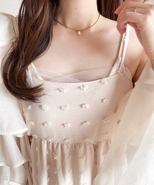 merrylatte（メリーラテ）の「カップ付きレイヤードチュールキャミソール（キャミソール・レディース・ベージュ・MEDIUM）」の16枚目の写真