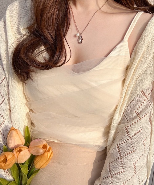 merrylatte（メリーラテ）の「カップ付きレイヤードチュールキャミソール（キャミソール・レディース・ベージュ・MEDIUM）」の17枚目の写真