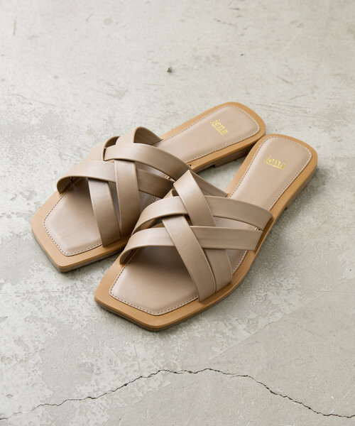 Jena espace merveilleux（ジェナ　エスパスメルヴェイユ）の「クロス編みサンダル（サンダル・レディース・ブラック/ベージュ・MEDIUM/LARGE）」の8枚目の写真