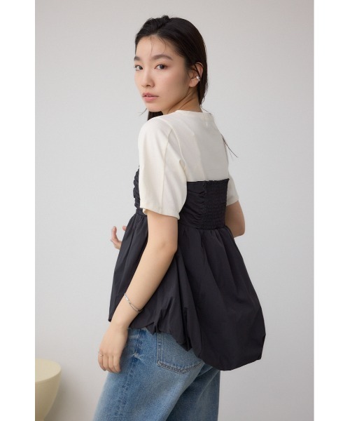 AZUL by moussy(アズールバイマウジー)の「ペプラムバルーントップス(Tシャツ/カットソー・レディース・ライトグリーン/グレー/ブラック・SMALL/MEDIUM)」の5枚目の写真