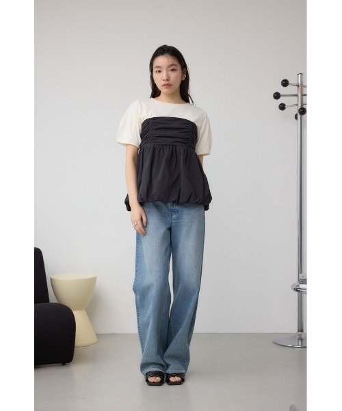 AZUL by moussy(アズールバイマウジー)の「ペプラムバルーントップス(Tシャツ/カットソー・レディース・ライトグリーン/グレー/ブラック・SMALL/MEDIUM)」の6枚目の写真