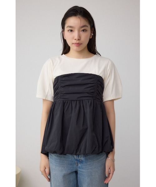 AZUL by moussy(アズールバイマウジー)の「ペプラムバルーントップス(Tシャツ/カットソー・レディース・ライトグリーン/グレー/ブラック・SMALL/MEDIUM)」の7枚目の写真