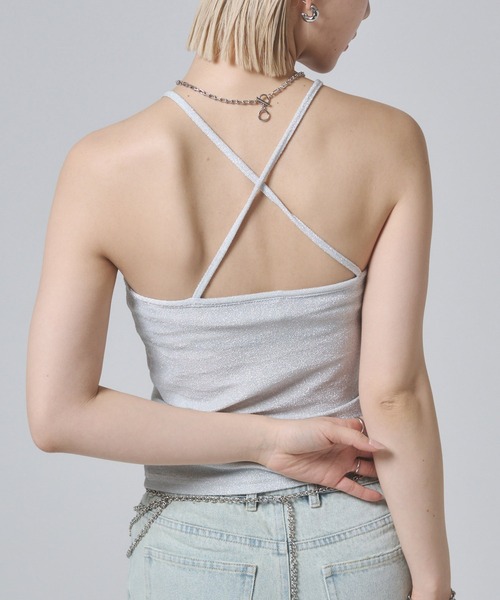 ENVYM（アンビー）の「ラメバッククロスキャミソール（キャミソール・レディース・ブラウン/ブラック/ホワイト・FREE）」の2枚目の写真