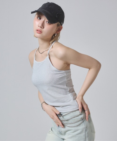 ENVYM（アンビー）の「ラメバッククロスキャミソール（キャミソール・レディース・ブラウン/ブラック/ホワイト・FREE）」の21枚目の写真