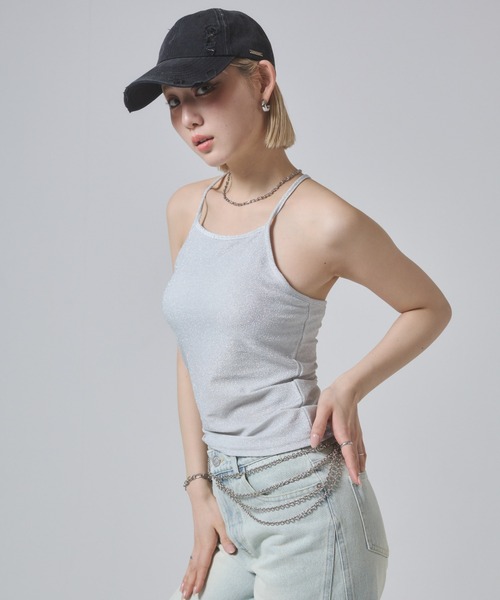 ENVYM（アンビー）の「ラメバッククロスキャミソール（キャミソール・レディース・ブラウン/ブラック/ホワイト・FREE）」の22枚目の写真