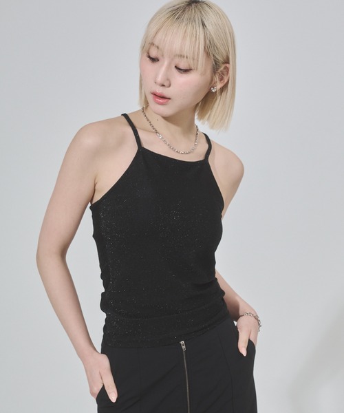 ENVYM（アンビー）の「ラメバッククロスキャミソール（キャミソール・レディース・ブラウン/ブラック/ホワイト・FREE）」の16枚目の写真