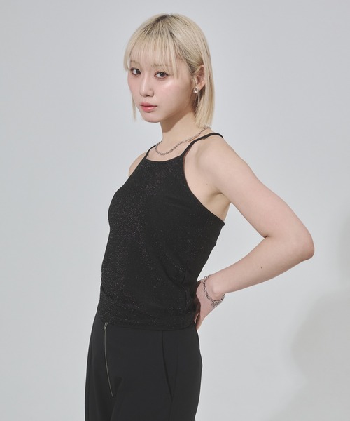 ENVYM（アンビー）の「ラメバッククロスキャミソール（キャミソール・レディース・ブラウン/ブラック/ホワイト・FREE）」の17枚目の写真