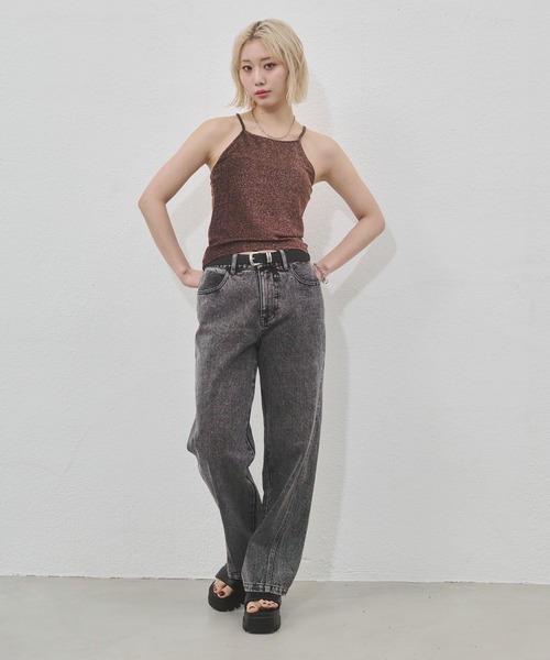 ENVYM（アンビー）の「ラメバッククロスキャミソール（キャミソール・レディース・ブラウン/ブラック/ホワイト・FREE）」の7枚目の写真