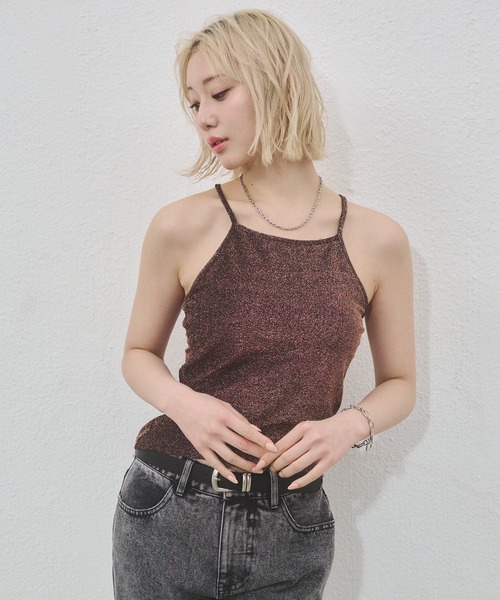 ENVYM（アンビー）の「ラメバッククロスキャミソール（キャミソール・レディース・ブラウン/ブラック/ホワイト・FREE）」の12枚目の写真