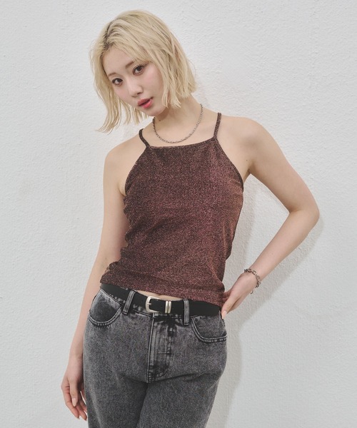 ENVYM（アンビー）の「ラメバッククロスキャミソール（キャミソール・レディース・ブラウン/ブラック/ホワイト・FREE）」の13枚目の写真