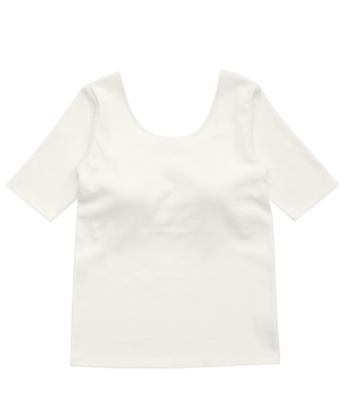 select MOCA(セレクトモカ)の「バックオープンカップ付きハーフスリーブトップス(Tシャツ/カットソー・レディース・オフホワイト/チャコールグレー/ブラック・FREE/SMALL/LARGE)」の21枚目の写真