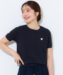 シャリ感レーヨンロゴ刺繍ニット