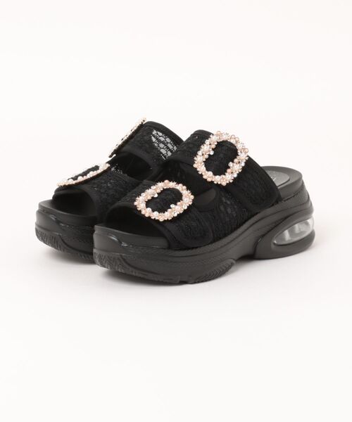 Parade(パレード)の「【厚底】エアーソールビジュースライドサンダル 1474-WK(サンダル・レディース・ブラック/ホワイト・M/S/L/LL)」の2枚目の写真