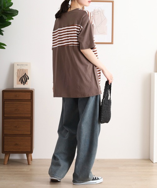tシャツ EMAGO 配色切替えチュニック レディース EMAGO 配色切替えチュニック（Tシャツ/カットソー）｜Emago