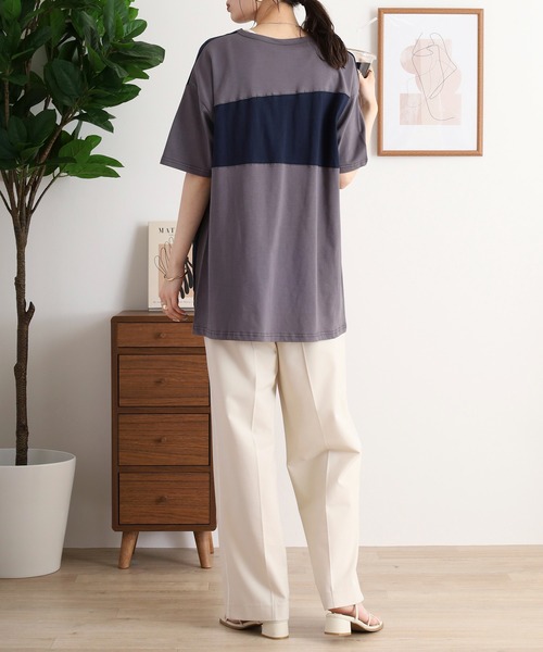 tシャツ EMAGO 配色切替えチュニック レディース EMAGO 配色切替えチュニック（Tシャツ/カットソー）｜Emago