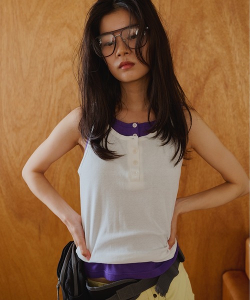 common gull products.(コモンガルプロダクツ)の「ひとえふたえパックタンク(タンクトップ・レディース・イエロー系その他/ホワイト×パープル/ブラック×レッド/ホワイト×ピンク・フリー)」の13枚目の写真