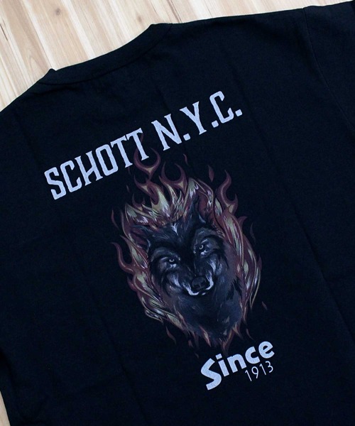 schott(ショット)の「T-SHIRT FIREWOLF(Tシャツ/カットソー・メンズ・ブラック/ホワイト/ネイビー・L/XL/XXL/M)」の14枚目の写真