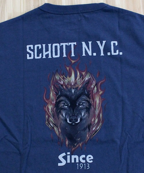 schott(ショット)の「T-SHIRT FIREWOLF(Tシャツ/カットソー・メンズ・ブラック/ホワイト/ネイビー・L/XL/XXL/M)」の5枚目の写真