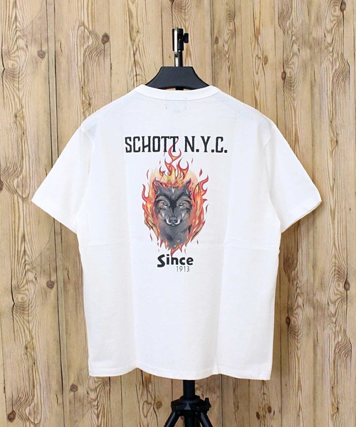 schott(ショット)の「T-SHIRT FIREWOLF(Tシャツ/カットソー・メンズ・ブラック/ホワイト/ネイビー・L/XL/XXL/M)」の8枚目の写真