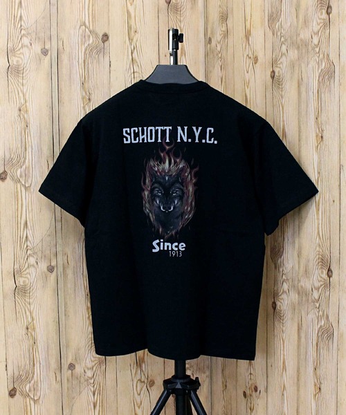 schott(ショット)の「T-SHIRT FIREWOLF(Tシャツ/カットソー・メンズ・ブラック/ホワイト/ネイビー・L/XL/XXL/M)」の12枚目の写真