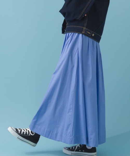 OMNES（オムネス）の「コットンポプリンギャザースカート（スカート・レディース・ベージュ/ブルー/イエロー/ブラック/モカ・MEDIUM/LARGE）」の4枚目の写真