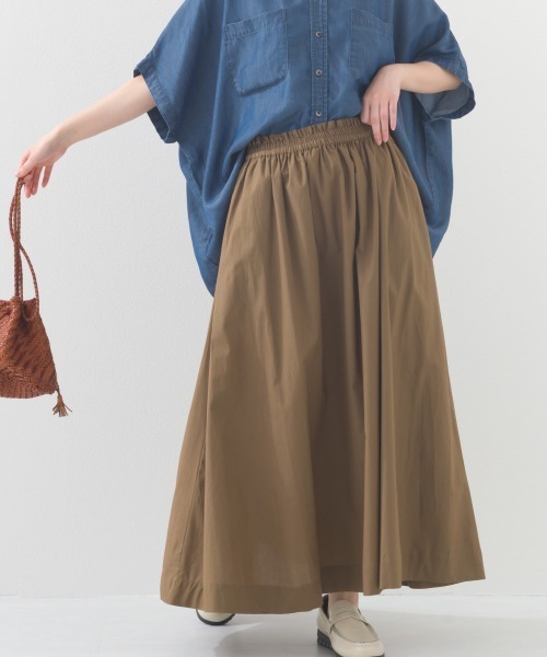 OMNES（オムネス）の「コットンポプリンギャザースカート（スカート・レディース・ベージュ/ブルー/イエロー/ブラック/モカ・MEDIUM/LARGE）」の3枚目の写真
