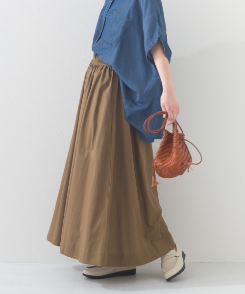 OMNES（オムネス）の「コットンポプリンギャザースカート（スカート・レディース・ベージュ/ブルー/イエロー/ブラック/モカ・MEDIUM/LARGE）」の12枚目の写真