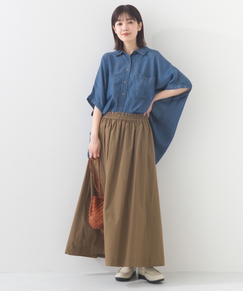 OMNES（オムネス）の「コットンポプリンギャザースカート（スカート・レディース・ベージュ/ブルー/イエロー/ブラック/モカ・MEDIUM/LARGE）」の15枚目の写真