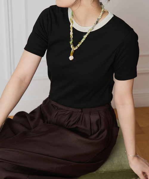 tシャツ 「追加」IENA LA BOUCLE ライトリブハーフスリーブプルオーバー2 レディース 追加》IENA LA BOUCLE ライトリブハーフスリーブプルオーバー2