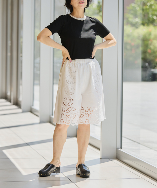 IENA LA BOUCLE(イエナラブークル)の「《追加》IENA LA BOUCLE ライトリブハーフスリーブプルオーバー2(Tシャツ/カットソー・レディース・ブラウン/オートミール/ブラック・FREE)」の7枚目の写真