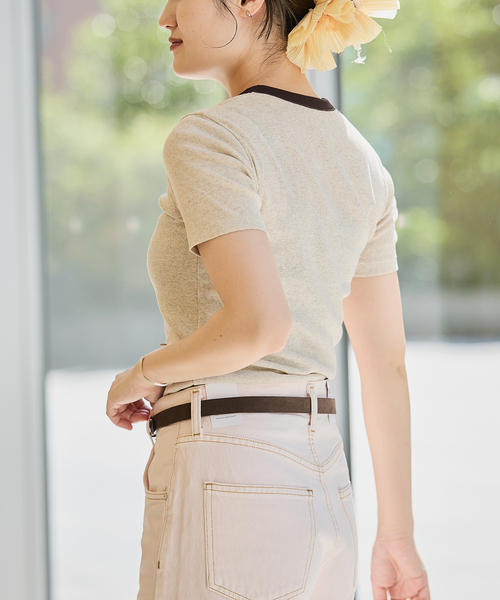 IENA LA BOUCLE(イエナラブークル)の「《追加》IENA LA BOUCLE ライトリブハーフスリーブプルオーバー2(Tシャツ/カットソー・レディース・ブラウン/オートミール/ブラック・FREE)」の11枚目の写真