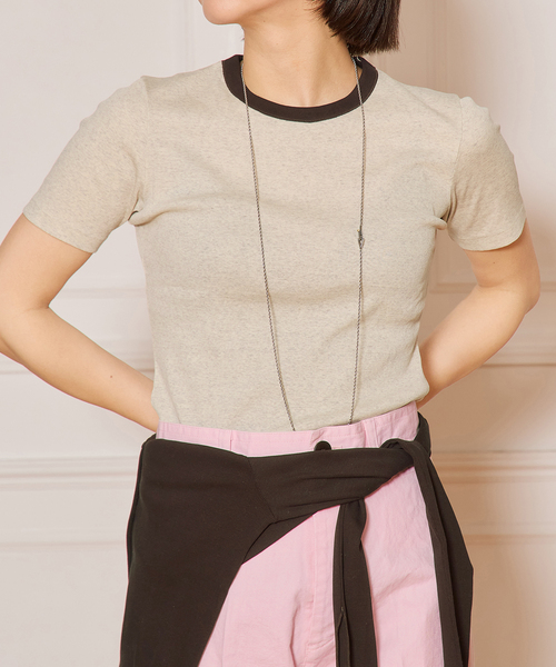 IENA LA BOUCLE(イエナラブークル)の「《追加》IENA LA BOUCLE ライトリブハーフスリーブプルオーバー2(Tシャツ/カットソー・レディース・ブラウン/オートミール/ブラック・FREE)」の17枚目の写真