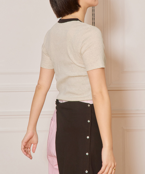 IENA LA BOUCLE(イエナラブークル)の「《追加》IENA LA BOUCLE ライトリブハーフスリーブプルオーバー2(Tシャツ/カットソー・レディース・ブラウン/オートミール/ブラック・FREE)」の18枚目の写真