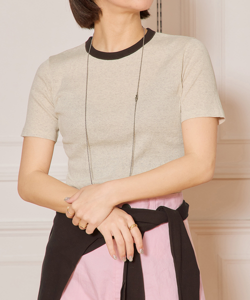 IENA LA BOUCLE(イエナラブークル)の「《追加》IENA LA BOUCLE ライトリブハーフスリーブプルオーバー2(Tシャツ/カットソー・レディース・ブラウン/オートミール/ブラック・FREE)」の21枚目の写真