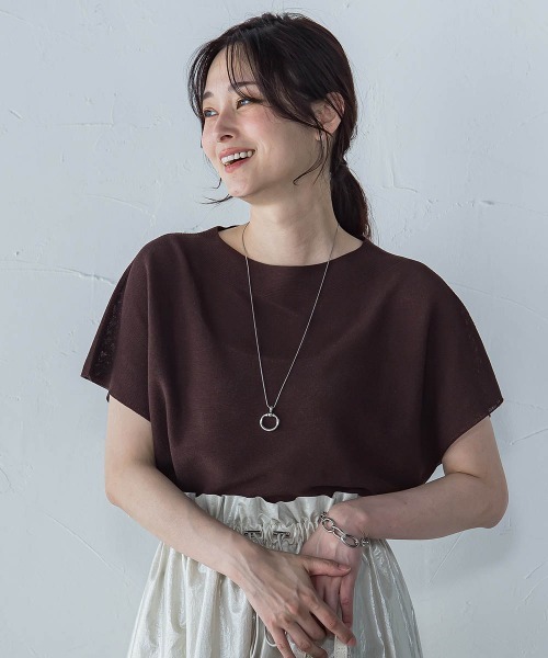 LAUTREAMONT(ロートレアモン)の「ストレスフリーペーパーヤーンニット≪手洗い可能≫(ニット/セーター・レディース・ベージュ/ホワイト/ピンク/ブラウン/ベージュ系その他/ブルー/イエロー・9号)」の3枚目の写真