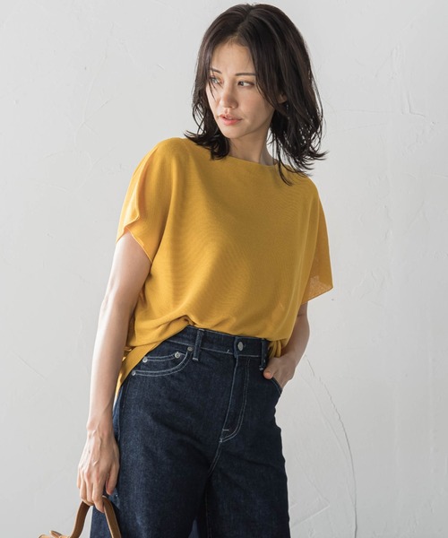 LAUTREAMONT(ロートレアモン)の「ストレスフリーペーパーヤーンニット≪手洗い可能≫(ニット/セーター・レディース・ベージュ/ホワイト/ピンク/ブラウン/ベージュ系その他/ブルー/イエロー・9号)」の6枚目の写真