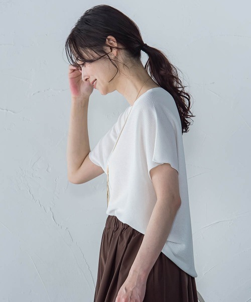 LAUTREAMONT(ロートレアモン)の「ストレスフリーペーパーヤーンニット≪手洗い可能≫(ニット/セーター・レディース・ベージュ/ホワイト/ピンク/ブラウン/ベージュ系その他/ブルー/イエロー・9号)」の9枚目の写真