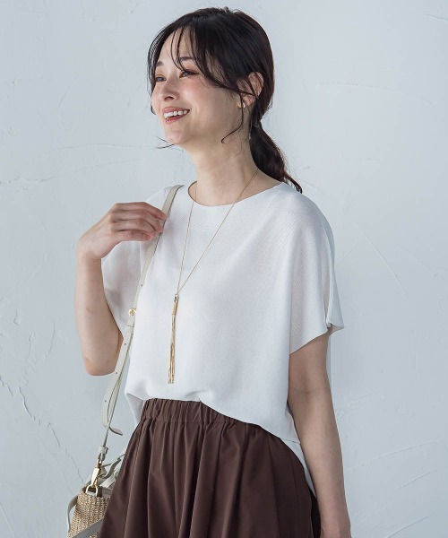 LAUTREAMONT(ロートレアモン)の「ストレスフリーペーパーヤーンニット≪手洗い可能≫(ニット/セーター・レディース・ベージュ/ホワイト/ピンク/ブラウン/ベージュ系その他/ブルー/イエロー・9号)」の10枚目の写真
