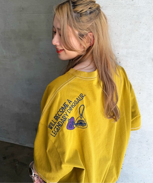 tシャツ 販売開始から大人気!!伝説のロックスターになりたい恐竜刺しゅうBIG TEE レディース 販売開始から大人気!!伝説のロックスターになりたい恐竜刺しゅう