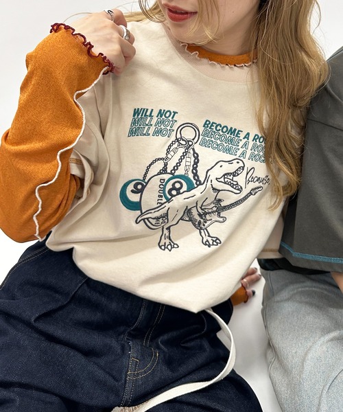 極美 45R✨インディゴ 二重編みのニットソーTシャツ パフスリーブ 裏毛編み PR-05_05.jpg