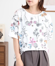 20天竺 衿リブプリントTシャツ