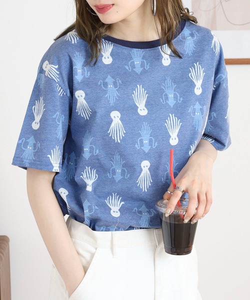 BARNDOOR(バーンドア)の「20天竺 衿リブプリントTシャツ(Tシャツ/カットソー・レディース・ネイビー系1/イエロー系2/ホワイト系3/ホワイト系1/ホワイト系2/ネイビー系3・FREE)」の17枚目の写真