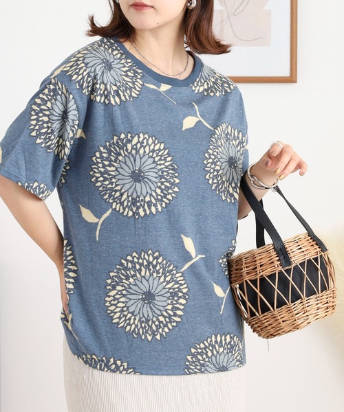 BARNDOOR(バーンドア)の「20天竺 衿リブプリントTシャツ(Tシャツ/カットソー・レディース・ネイビー系1/イエロー系2/ホワイト系3/ホワイト系1/ホワイト系2/ネイビー系3・FREE)」の12枚目の写真